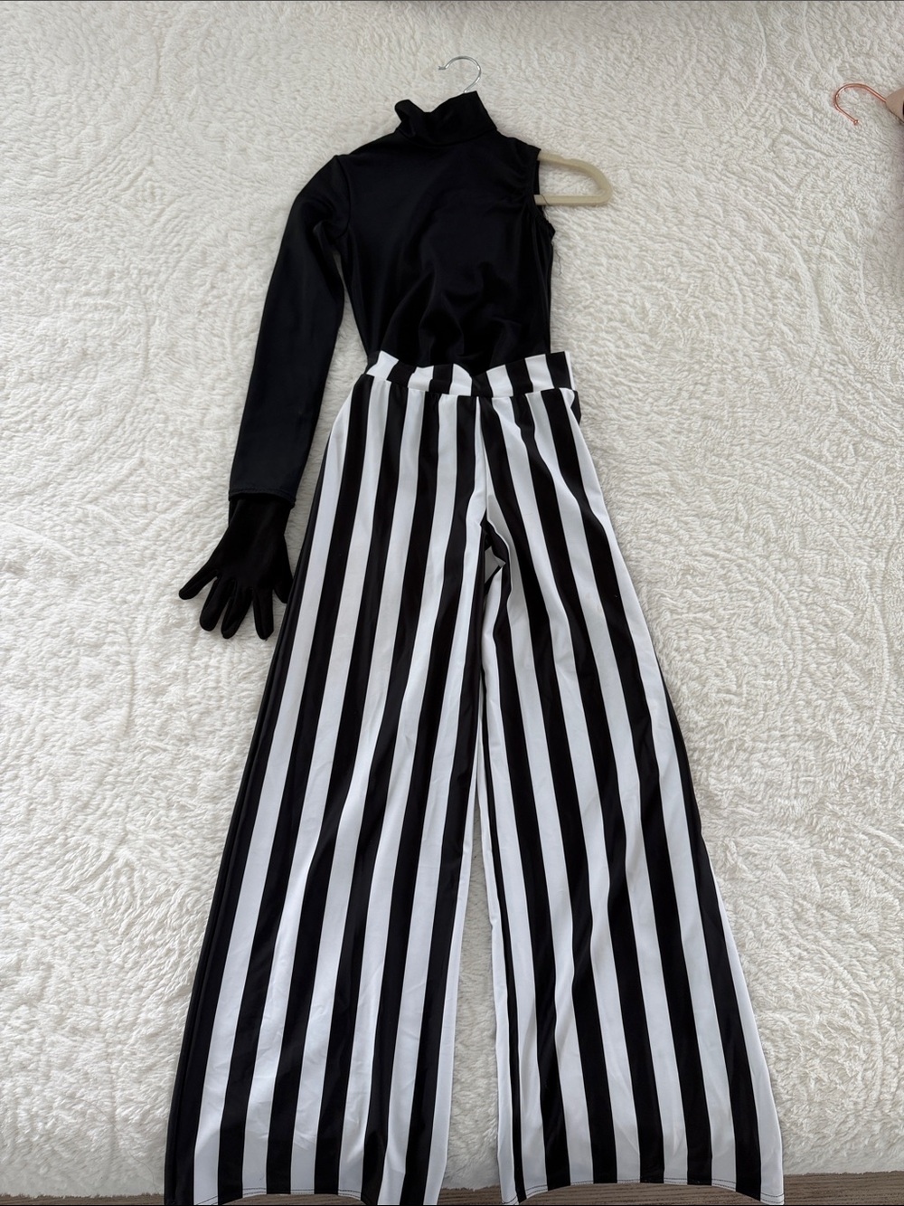 Black & White Striped Wide-Leg Pants